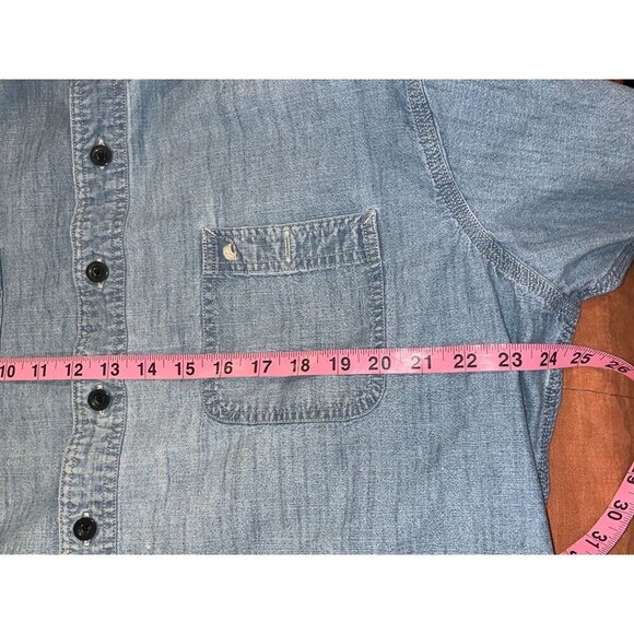 Carhartt Blue Denim Long Sleeve Casual Wear Button-Up Shirt Men's Size XL - Picture 4 of 8